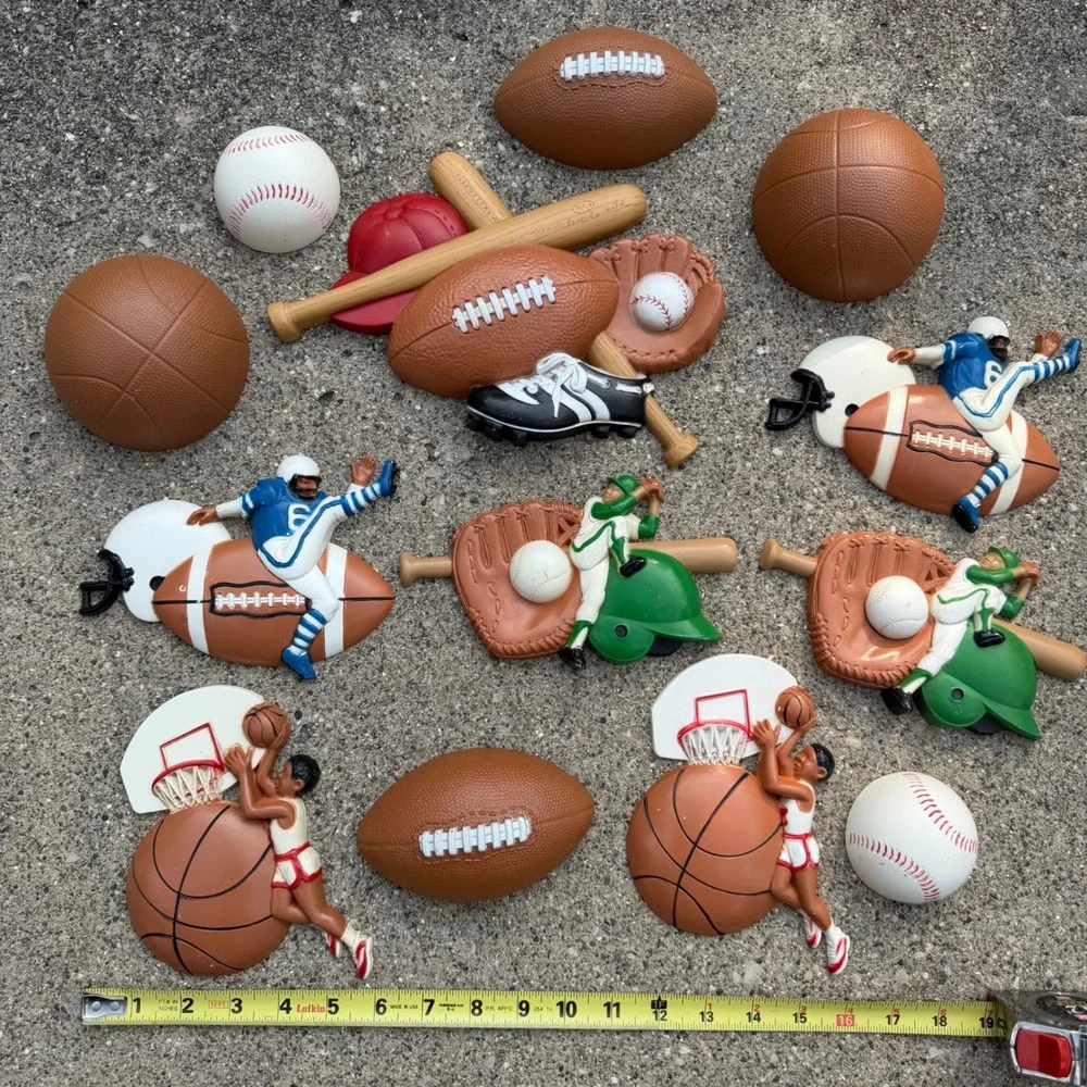 70s/80s Vintage Burwood Homco Sports Wall Decor 3D USA Made Plastic 13 Pieces